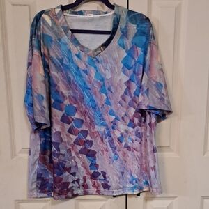 Colorful Geometric V-Neck Top